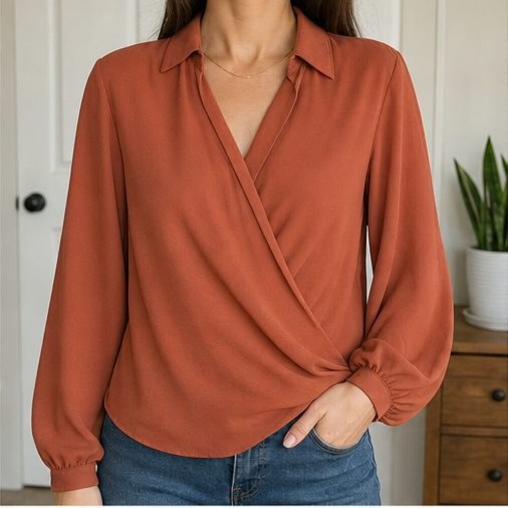 Rust Ruffle Blouse - Picture 2 of 6